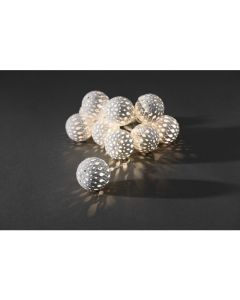 Ljusslinga 10 LED vit metallbollar
