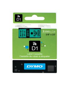 Tape DYMO D1 9mm svart på grön