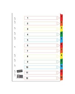 Kartongregister STAPLES A4 170g 1-12