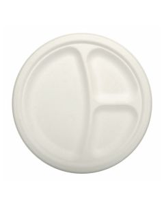 Tallrik sockerrör 23cm vit 3-delad 50/FP