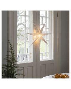 Pappersstjärna hängande vit/silver 60cm